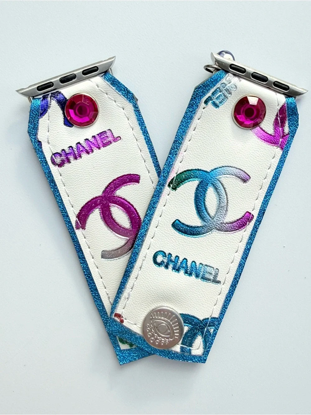 Watch Me Creations Majestic Rainbow Crystal Blue CC Apple Watch Band